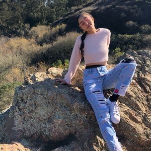 24/0 Painted Distressed High rise Hollister Jeans